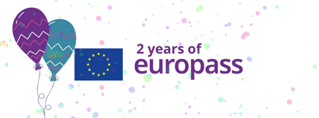 2 Luftballone und Schrift 2 Jahre Europass